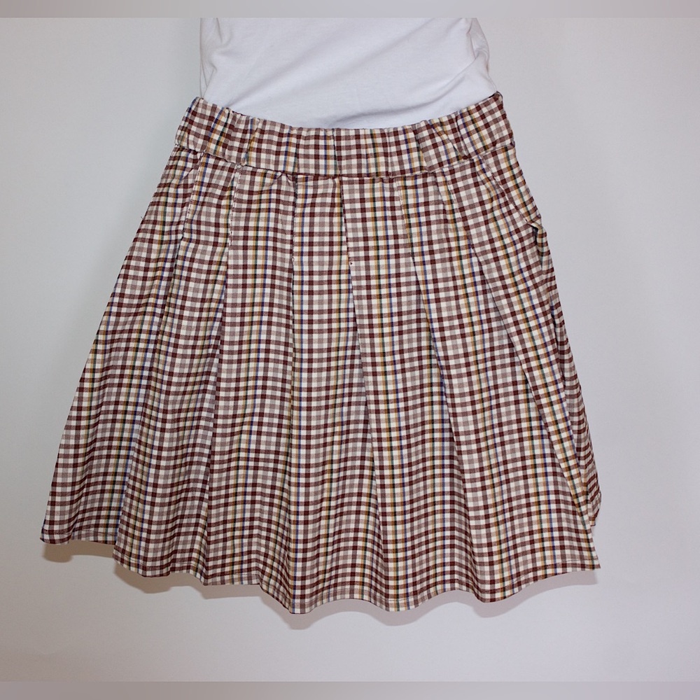 LOVE TREE Plaid Skirt | Brown & White | Small